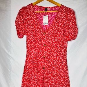 Floral Red Picnic Dress